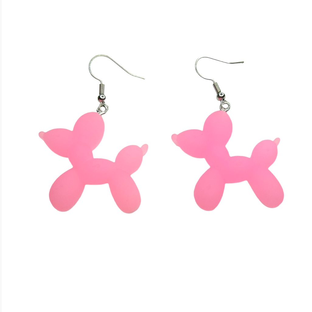 Pink Balloon Animals Drop Earrings